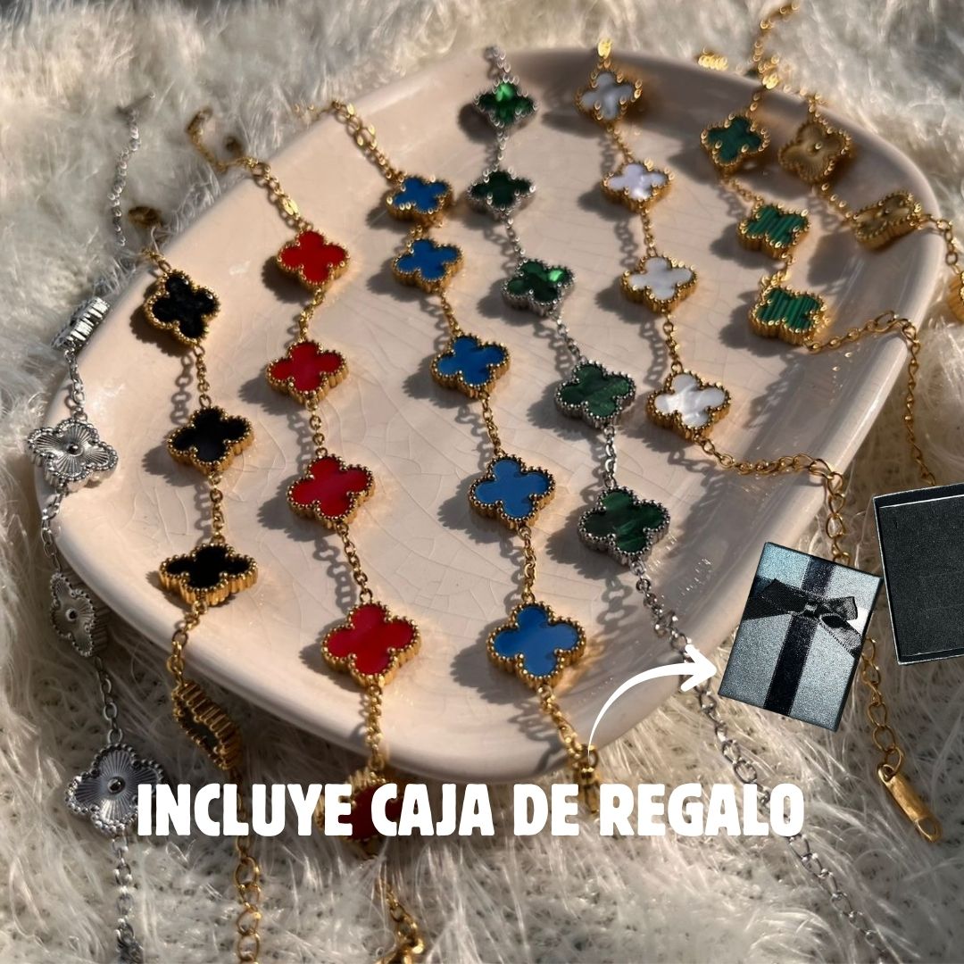 Pulsera Trébol Acero | Obsequio de Caja✨🎁